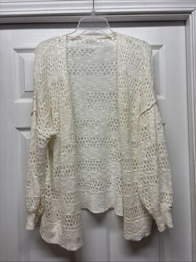 Hotouch Open-Knit Lightweight Cream Cardigan Cottagecore Small